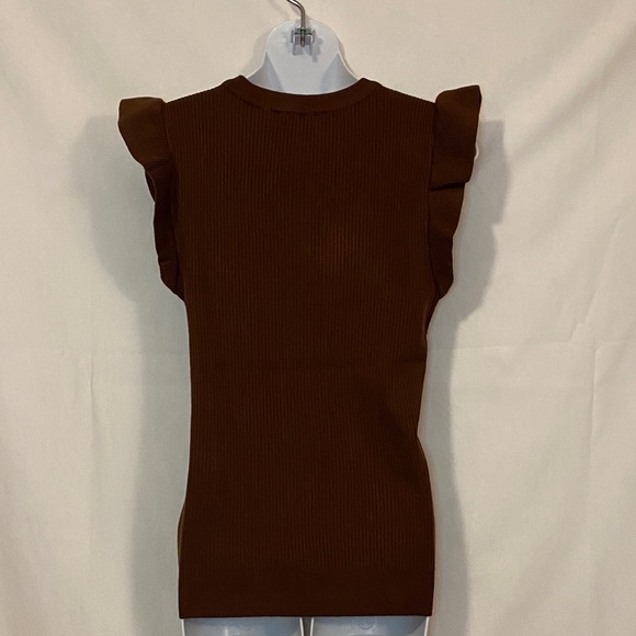 Cato Brown Ruffle Sleeve Top - Picture 6 of 10